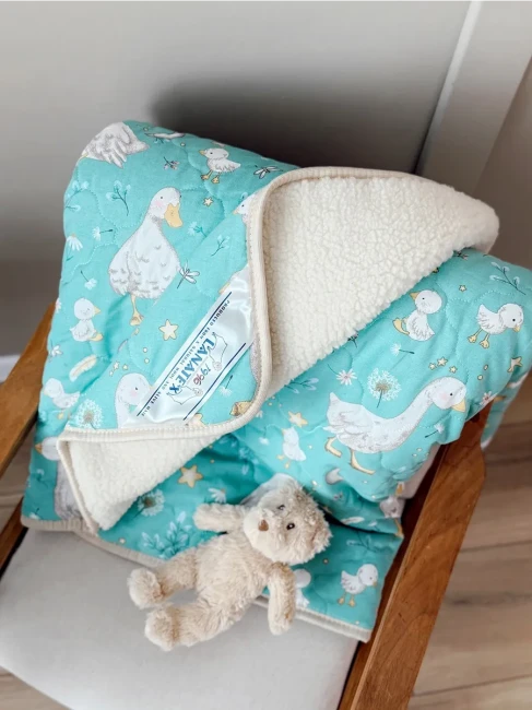 Одеяло детское LANATEX модель 027 артикул 932-1, размер 110*140, цвет бирюзовый, молочный - фото4