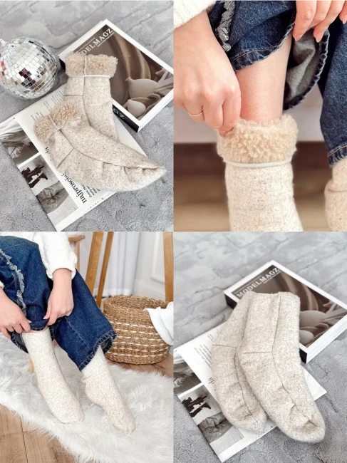 Носки теплые из овечьей шерсти LANATEX модель 186, артикул 22476, цвет бежевый; - фото5