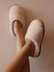 Обувь домашняя пантолеты (тапки) LANATEX из натуральной овечьей шерсти. Арт. 22128 - фото