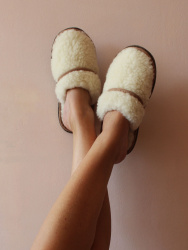  Обувь домашняя пантолеты (тапки) LANATEX из натуральной овечьей шерсти. Арт. 2162 - фото