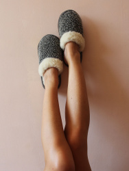 Обувь домашняя пантолеты (тапки) LANATEX из натуральной овечьей шерсти. Арт. 2164 - фото