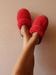  Обувь домашняя пантолеты (тапки) LANATEX из натуральной овечьей шерсти. Арт. 2288 - фото