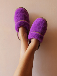  Обувь домашняя пантолеты (тапки) LANATEX из натуральной овечьей шерсти. Арт. 2285 - фото