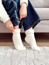 Носки теплые из овечьей шерсти LANATEX модель 186, артикул 22477, цвет молочный;  - фото