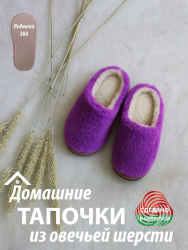 Обувь домашняя пантолеты (тапки) LANATEX из натуральной овечьей шерсти. Арт. 22114 - фото