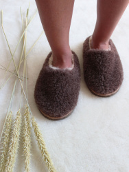 Обувь домашняя пантолеты (тапки) LANATEX из натуральной овечьей шерсти. Арт. 22133 - фото