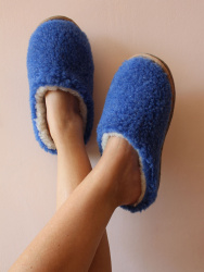 Обувь домашняя пантолеты (тапки) LANATEX из натуральной овечьей шерсти. Арт. 22120 - фото