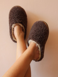 Обувь домашняя пантолеты (тапки) LANATEX из натуральной овечьей шерсти. Арт. 22121 - фото