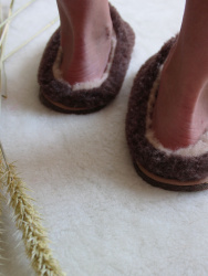Обувь домашняя пантолеты (тапки) LANATEX из натуральной овечьей шерсти. Арт. 22133 - фото