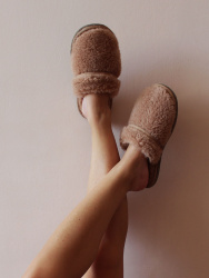 Обувь домашняя пантолеты (тапки) LANATEX из натуральной овечьей шерсти. Арт. 2289 - фото