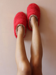 Обувь домашняя пантолеты (тапки) LANATEX из натуральной овечьей шерсти. Арт. 22129 - фото